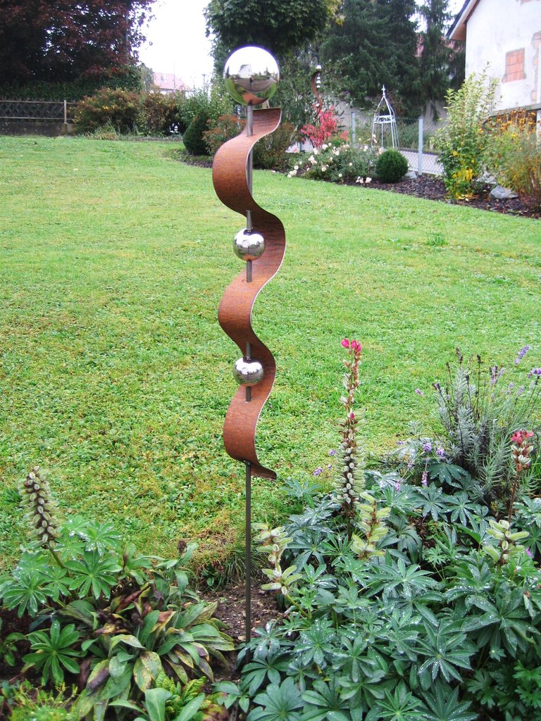 Edelstahl Gartenstecker 120cm verschiedene Designs Gartendeko Gartenstele Stele 